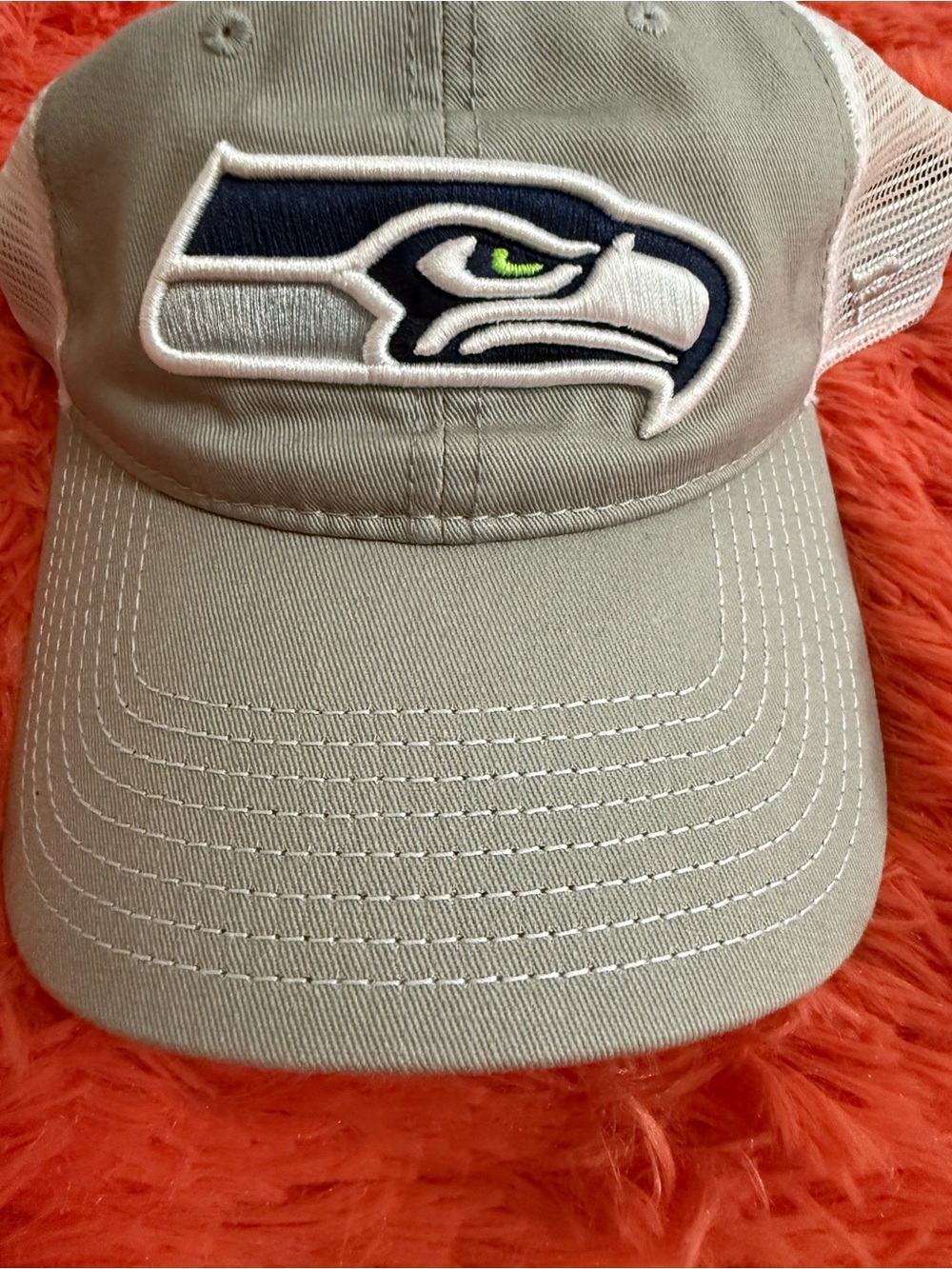 NFL Seattle Seahawks Trucker Hat in Gray with Navy and Lime Embroidered Logo